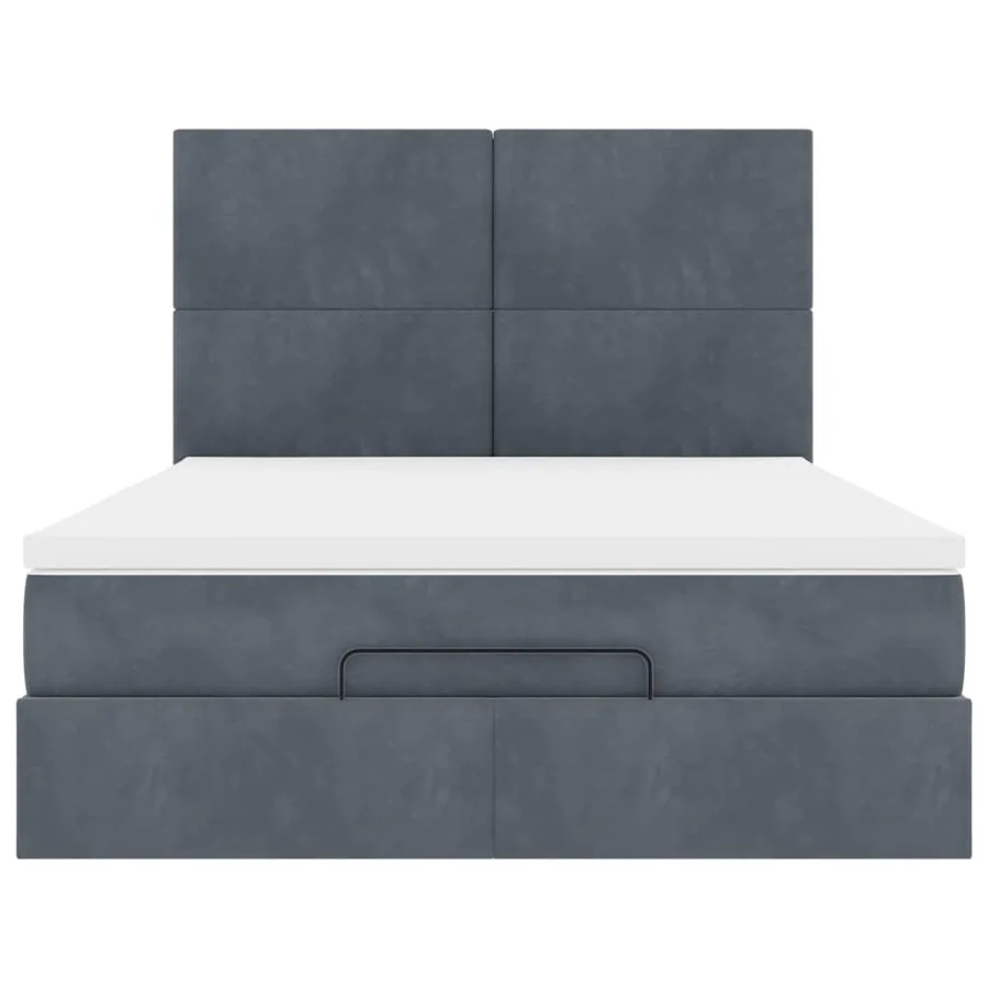 Cadre de lit ottoman avec matelas gris foncé 140x200 cm velours - 8