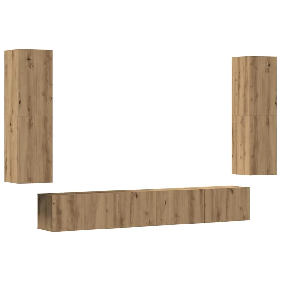 Meubles TV muraux 4 pcs chêne artisanal bois d'ingénierie - 2