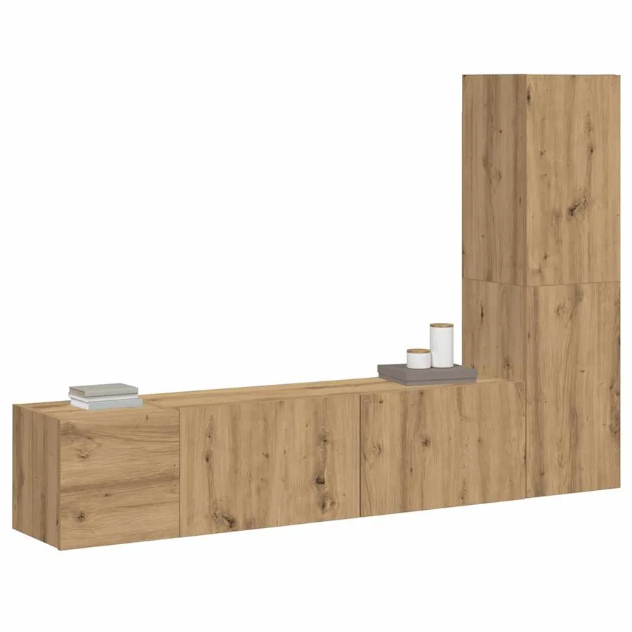 Meubles TV muraux 3 pcs chêne artisanal bois d'ingénierie - 3
