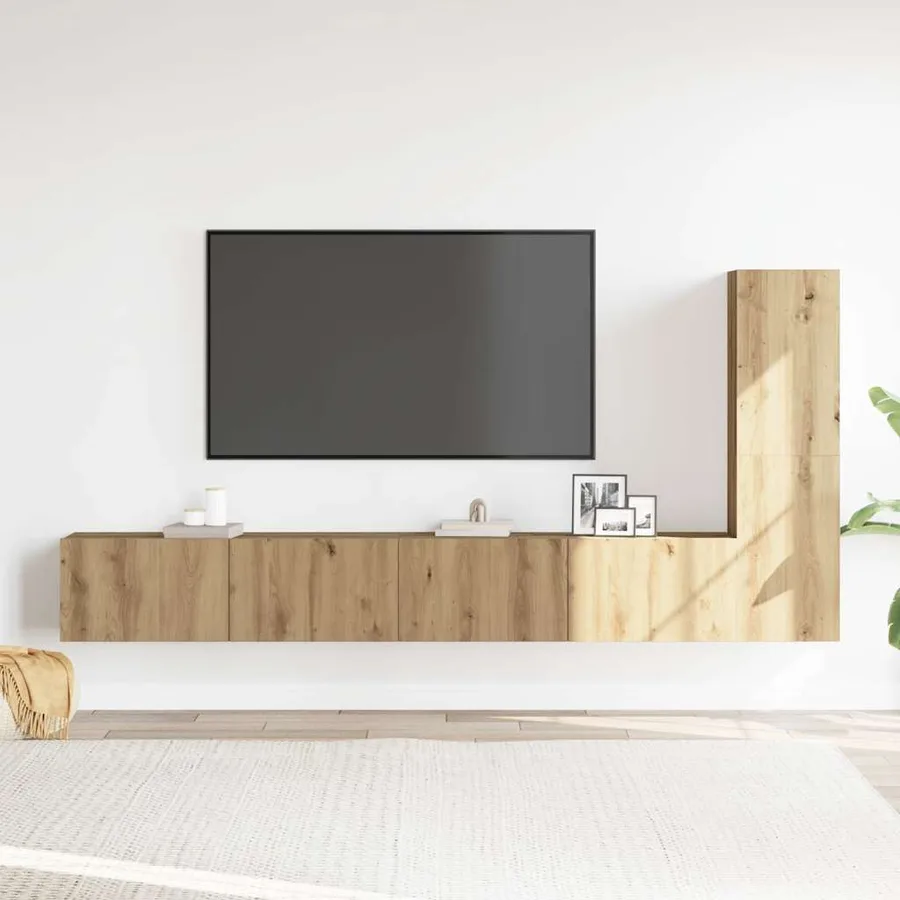 Ensemble de meuble TV mural 3 pcs chêne artisanal - 3