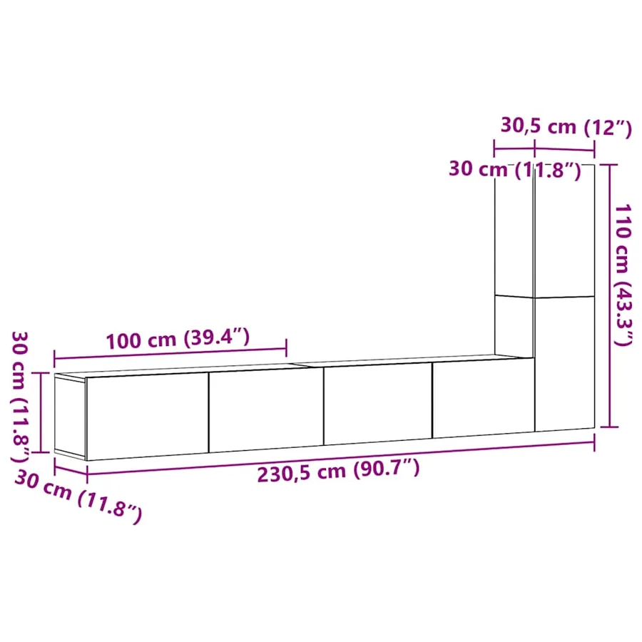 Ensemble de meuble TV mural 3 pcs chêne artisanal - 9
