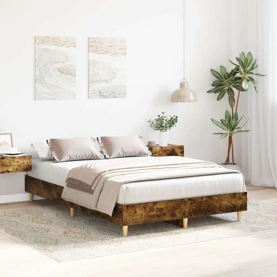 Cadre de lit sans matelas chêne fumé 120x200 cm bois ingénierie - 3