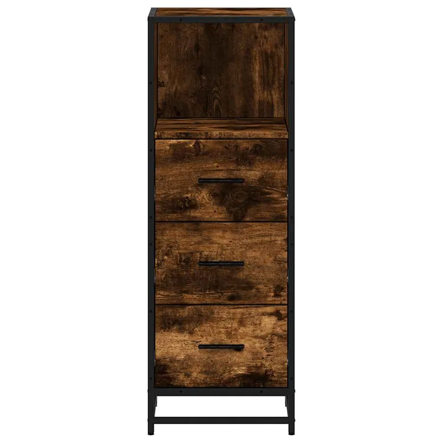 Armoire de bain chêne fumé 35x37,5x100cm bois d'ingénierie - 5