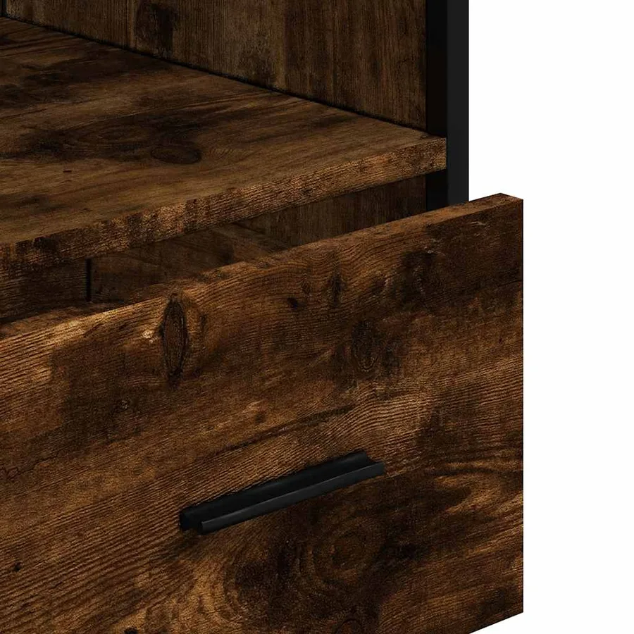 Armoire de bain chêne fumé 35x37,5x100cm bois d'ingénierie - 9