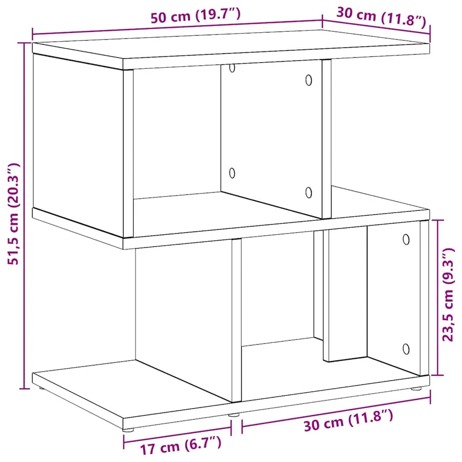 Tables de chevet 2 pcs chêne artisanal bois d'ingénierie - 12