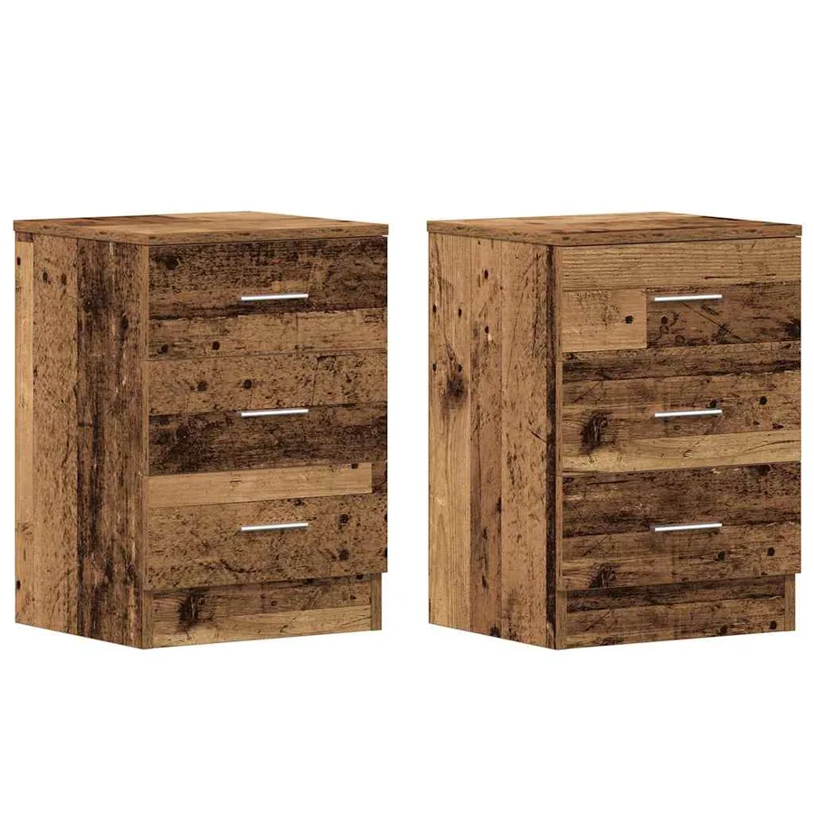 Tables de chevet 2 pcs vieux bois 38x35x55 cm bois d'ingénierie - 2