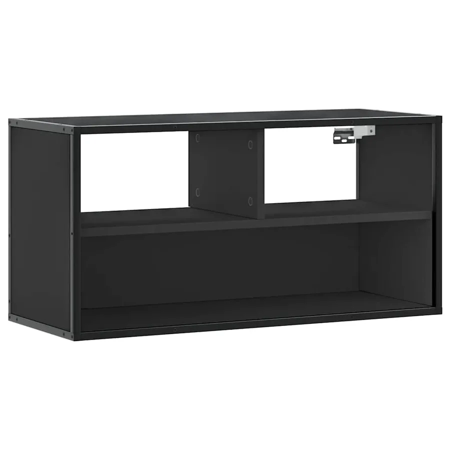 Meuble TV noir 80x31x39,5 cm bois d'ingénierie et métal - 2