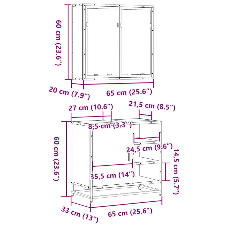 Ensemble de meubles de salle de bain 2 pcs chêne sonoma - 11