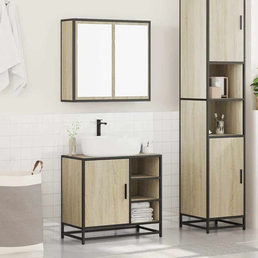 Ensemble de meubles de salle de bain 2 pcs chêne sonoma - 3