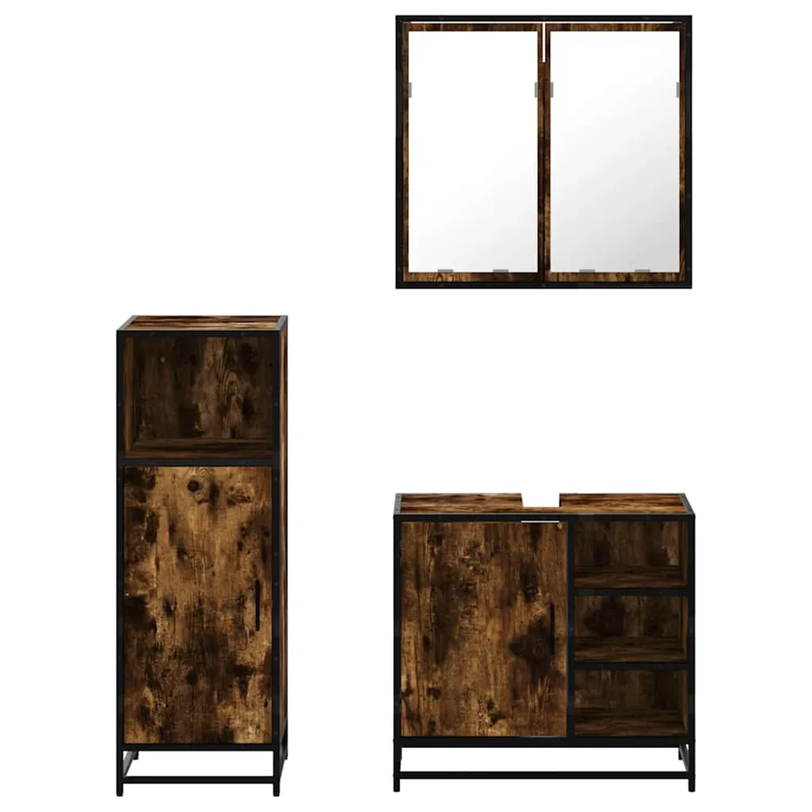 Ensemble de meubles de salle de bain 3 pcs Chêne fumé - 5
