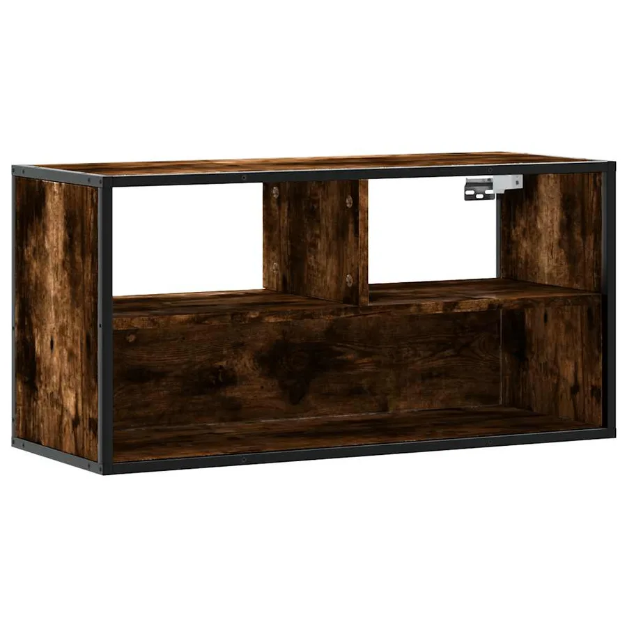 Meuble TV chêne fumé 80x31x39,5 cm bois d'ingénierie et métal - 2