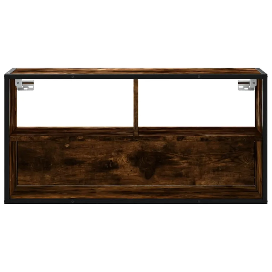Meuble TV chêne fumé 80x31x39,5 cm bois d'ingénierie et métal - 4