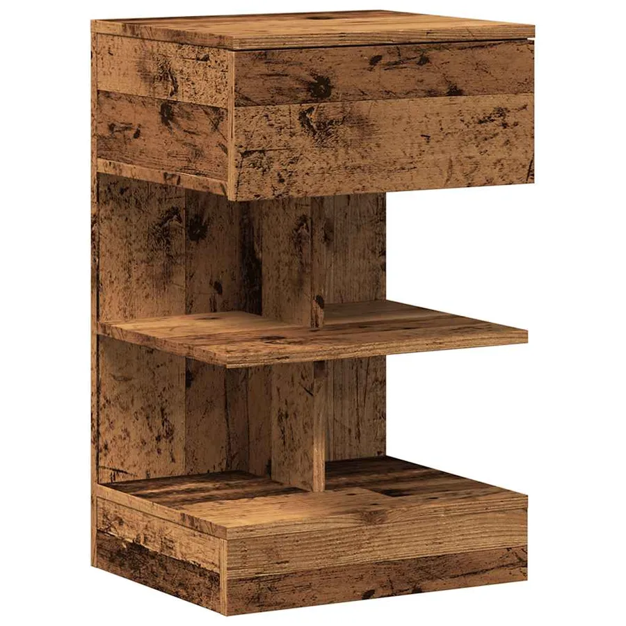 Table de chevet vieux bois 40x35x65 cm bois d'ingénierie - 2