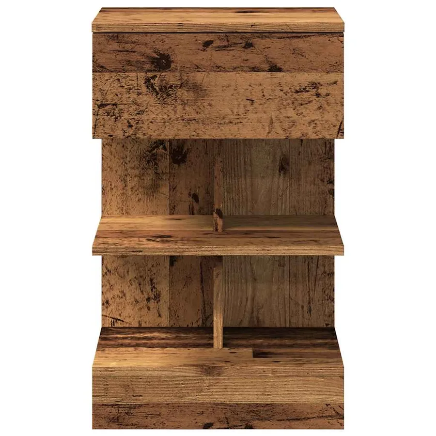 Table de chevet vieux bois 40x35x65 cm bois d'ingénierie - 4