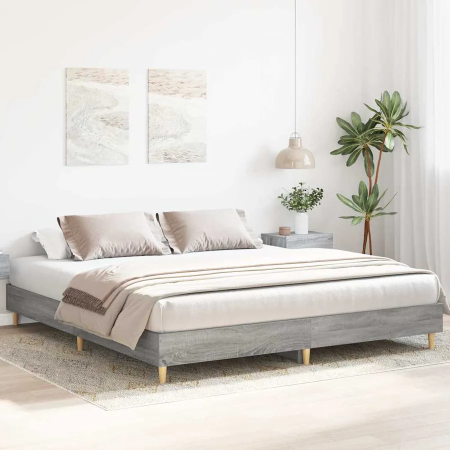 Cadre de lit sans matelas sonoma gris 160x200cm bois ingénierie - 3