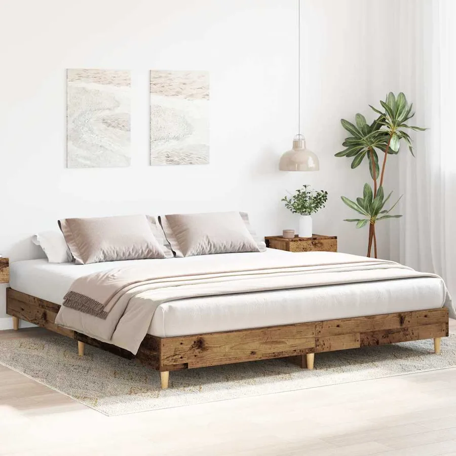 Cadre de lit sans matelas vieux bois 160x200 cm bois ingénierie - 3
