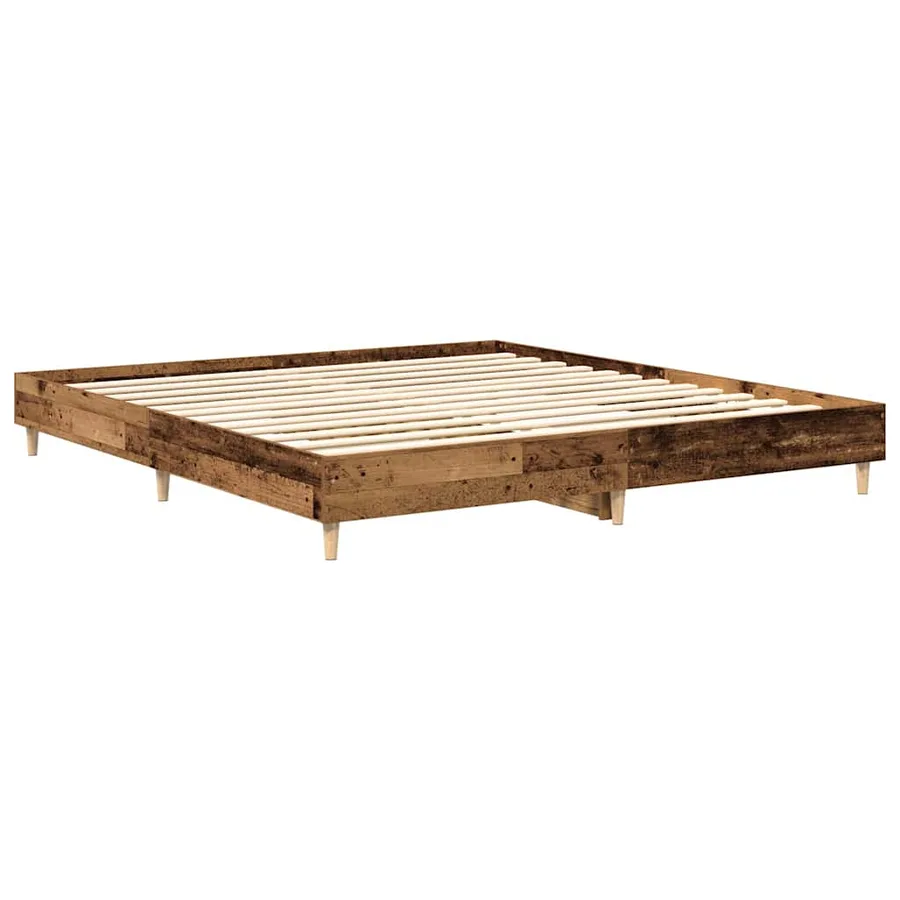 Cadre de lit sans matelas vieux bois 160x200 cm bois ingénierie - 7