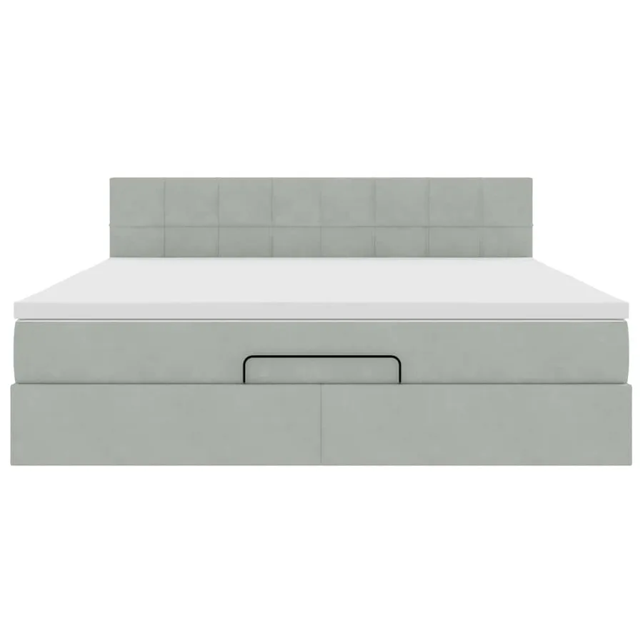 Cadre de lit ottoman avec matelas gris clair 160x200 cm velours - 6