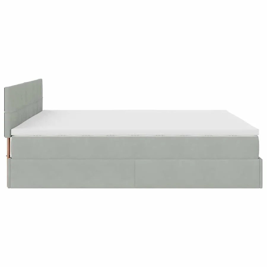 Cadre de lit ottoman avec matelas gris clair 160x200 cm velours - 9
