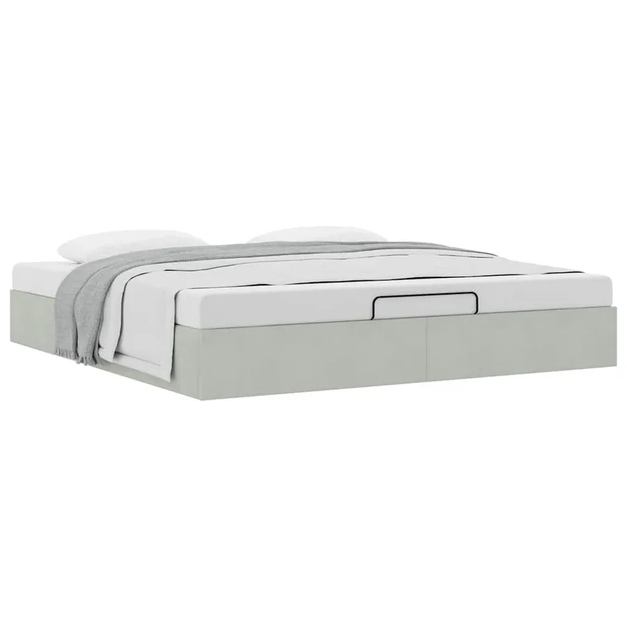 Cadre de lit ottoman sans matelas gris clair 160x200 cm velours - 5