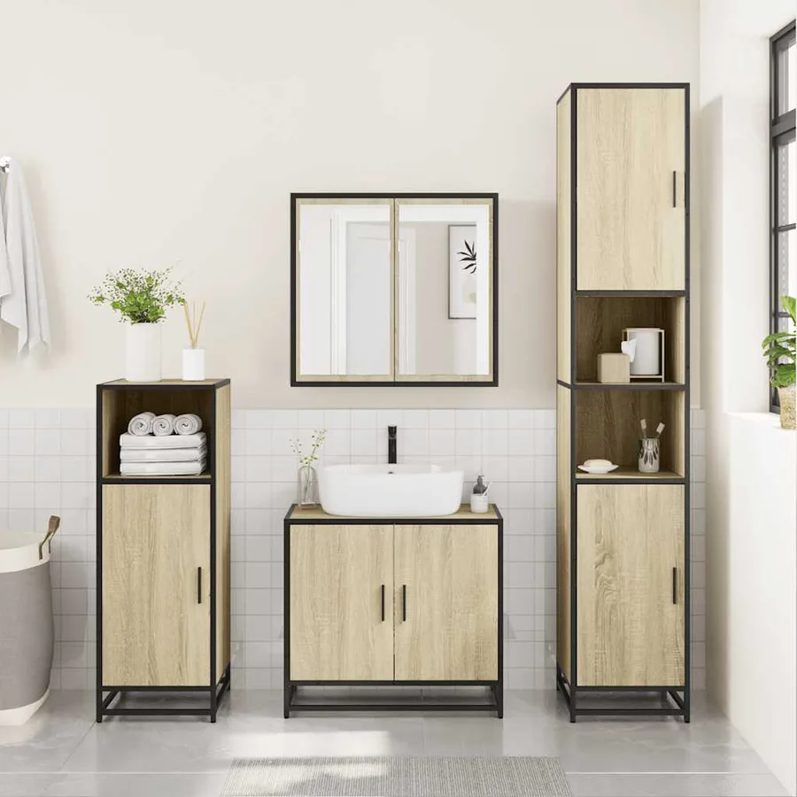 Ensemble de meubles de salle de bain 3 pcs chêne sonoma - 3