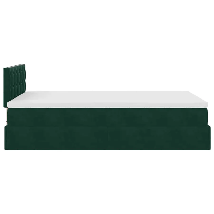 Cadre de lit ottoman avec matelas vert foncé 120x200 cm velours - 11