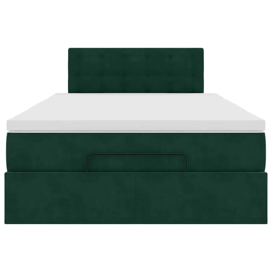 Cadre de lit ottoman avec matelas vert foncé 120x200 cm velours - 8