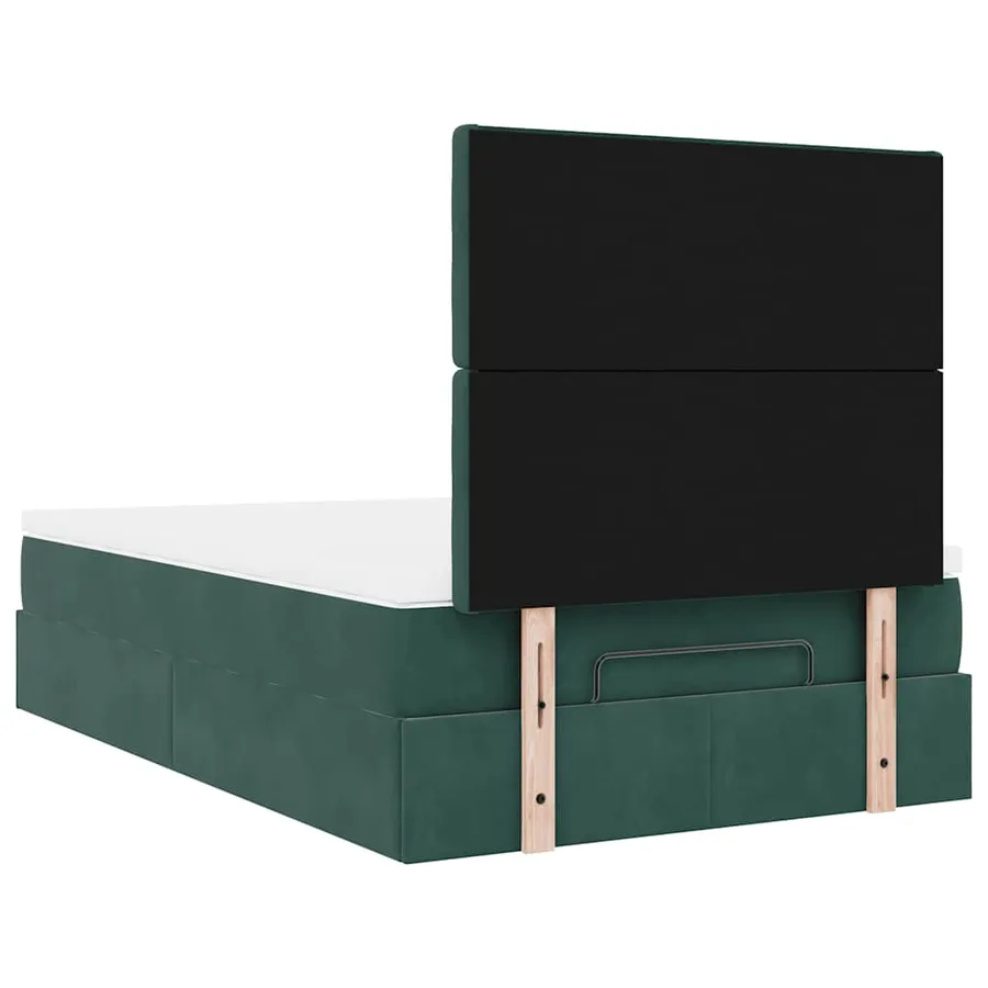 Cadre de lit ottoman avec matelas vert foncé 120x200 cm velours - 10