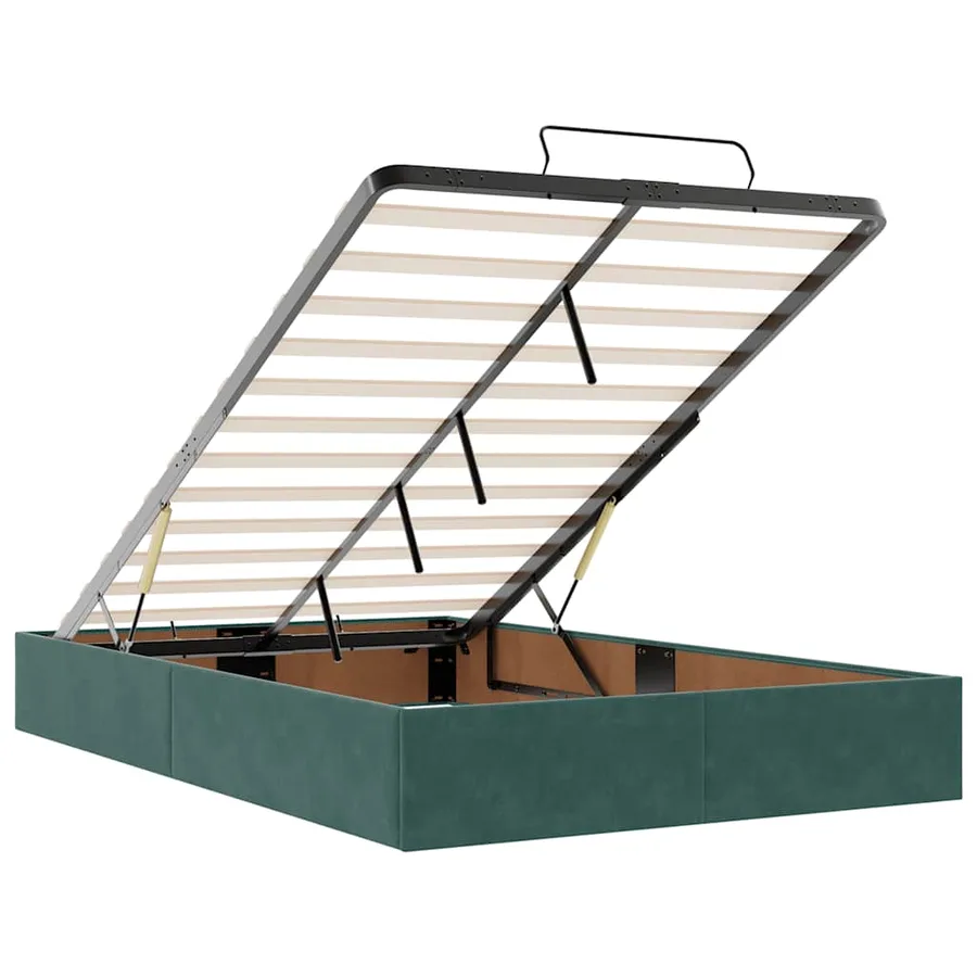 Cadre de lit ottoman avec matelas vert foncé 120x200 cm velours - 11