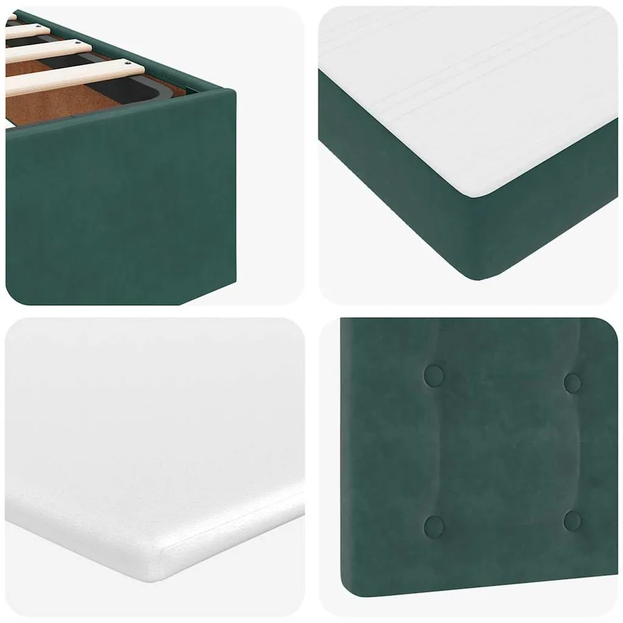 Cadre de lit ottoman avec matelas vert foncé 120x200 cm velours - 14