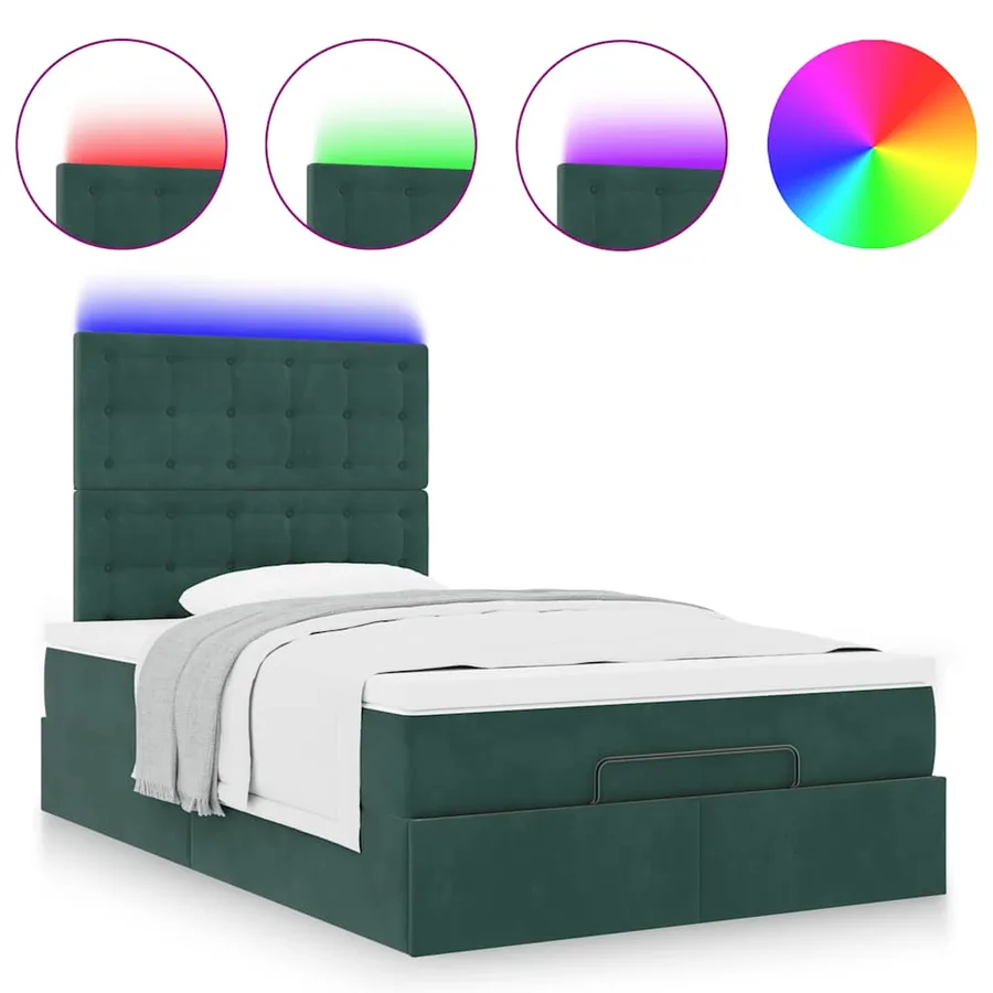 Cadre de lit ottoman avec matelas vert foncé 120x200 cm velours - 5