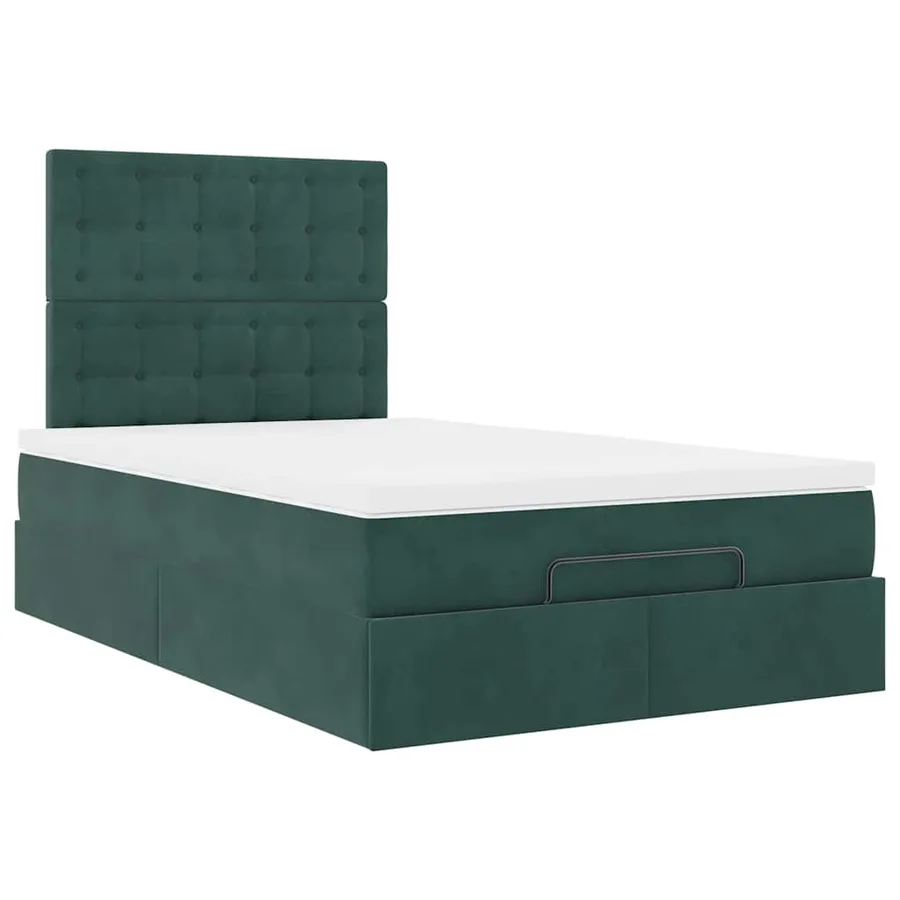 Cadre de lit ottoman avec matelas vert foncé 120x200 cm velours - 7