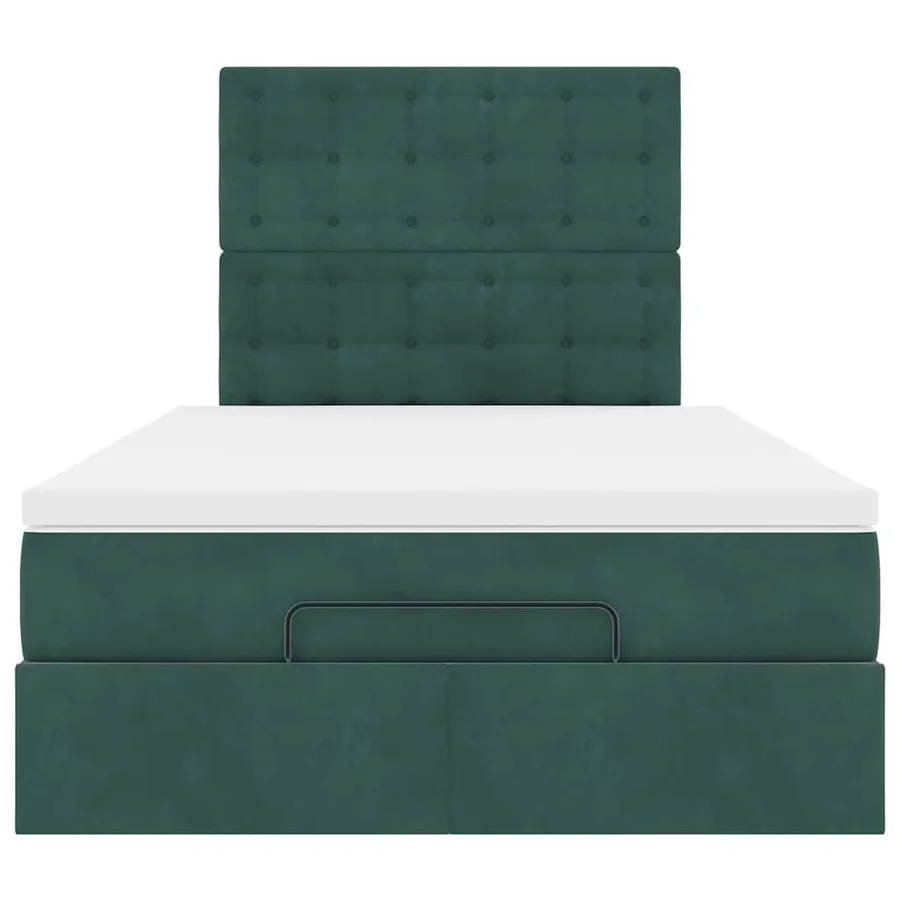 Cadre de lit ottoman avec matelas vert foncé 120x200 cm velours - 8