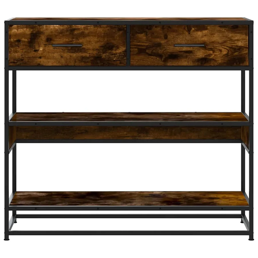 Table console chêne fumé 90x35x80 cm bois d'ingénierie - 4
