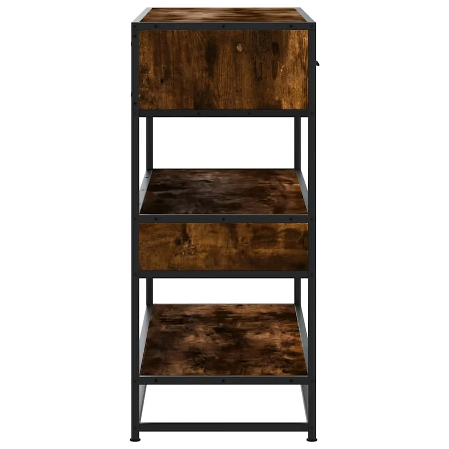 Table console chêne fumé 90x35x80 cm bois d'ingénierie - 6