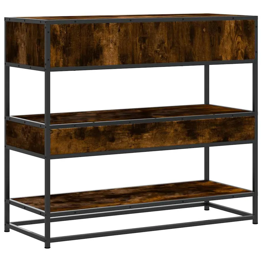 Table console chêne fumé 90x35x80 cm bois d'ingénierie - 7