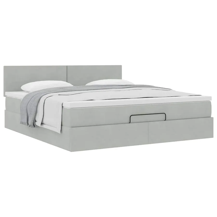 Cadre de lit ottoman avec matelas gris clair 180x200 cm velours - 5