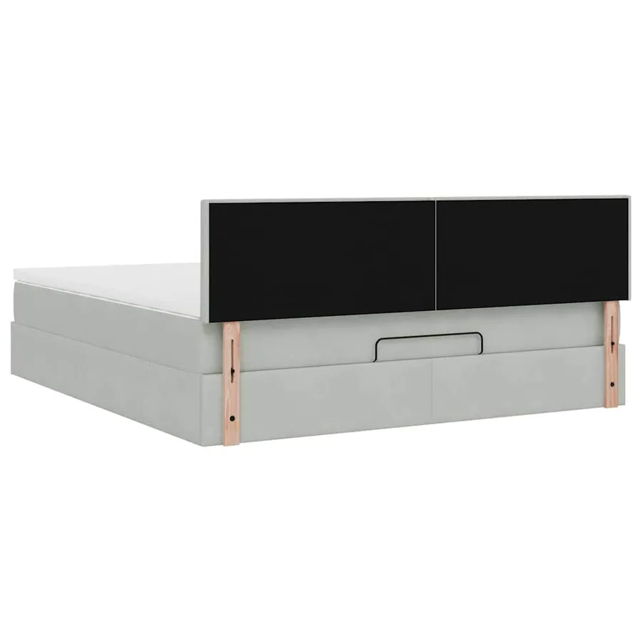 Cadre de lit ottoman avec matelas gris clair 180x200 cm velours - 9