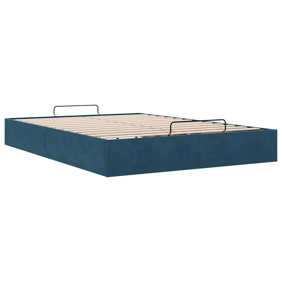 Cadre de lit ottoman sans matelas bleu foncé 140x190 cm velours - 6
