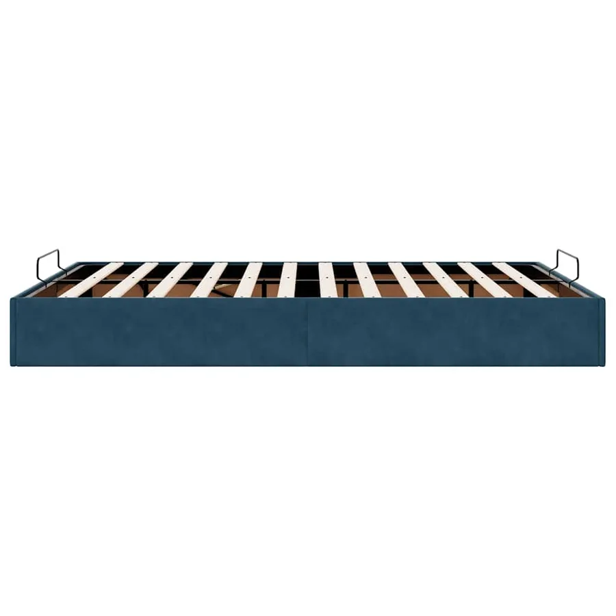 Cadre de lit ottoman sans matelas bleu foncé 140x190 cm velours - 8