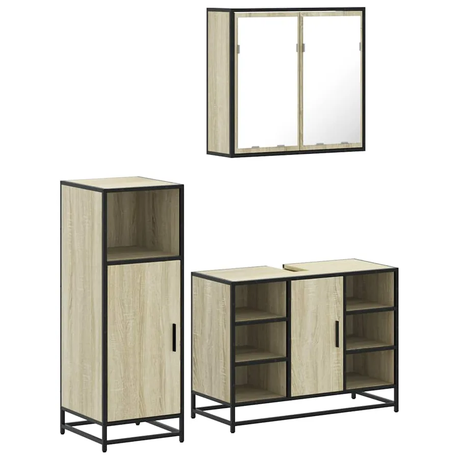 Ensemble de meubles de salle de bain 3 pcs chêne sonoma - 2
