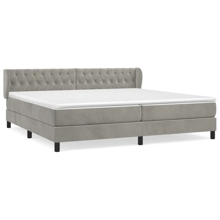 Sommier à lattes de lit et matelas Gris clair 200x200cm Velours - 2