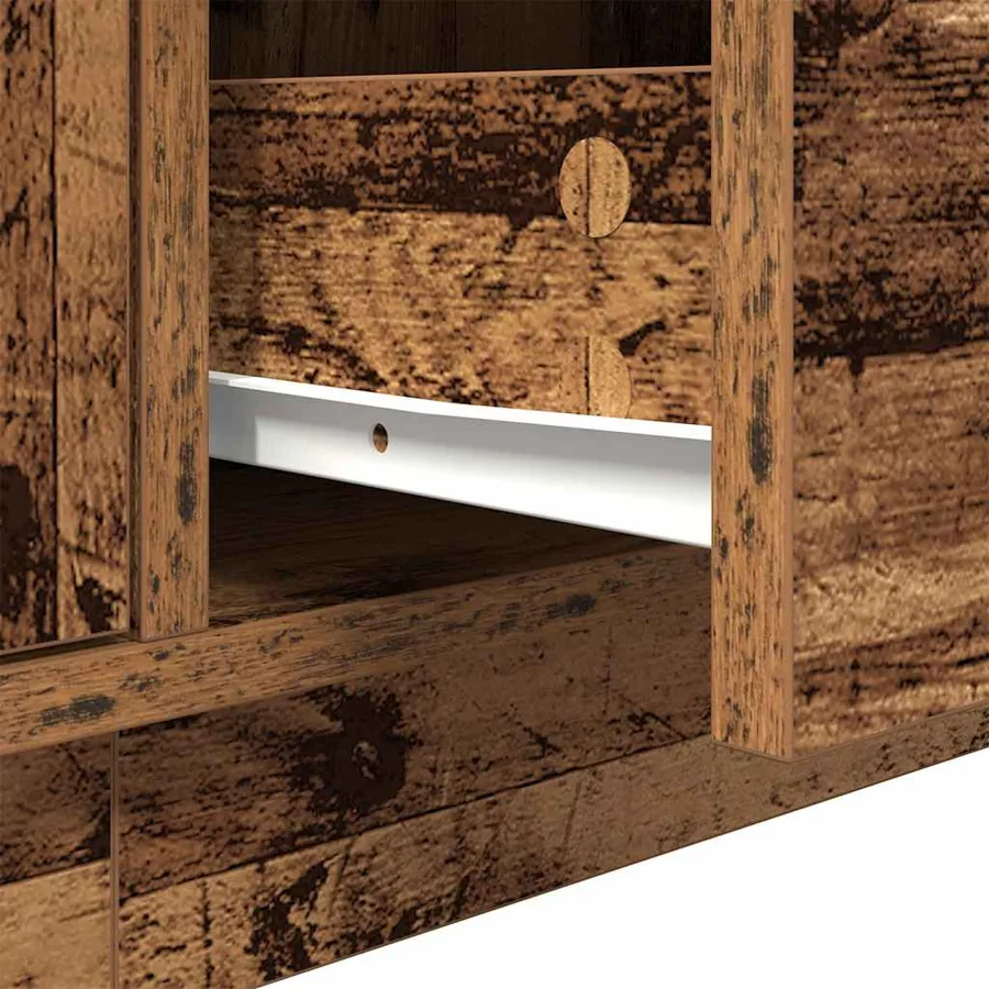 Meuble TV avec éclairage LED vieux bois 160,5x41x50 cm - 12