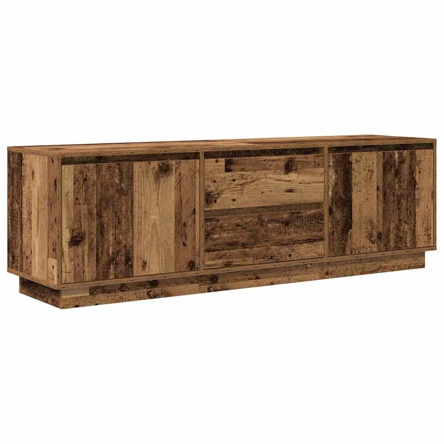 Meuble TV avec éclairage LED vieux bois 160,5x41x50 cm - 3