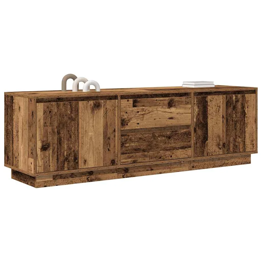 Meuble TV avec éclairage LED vieux bois 160,5x41x50 cm - 5