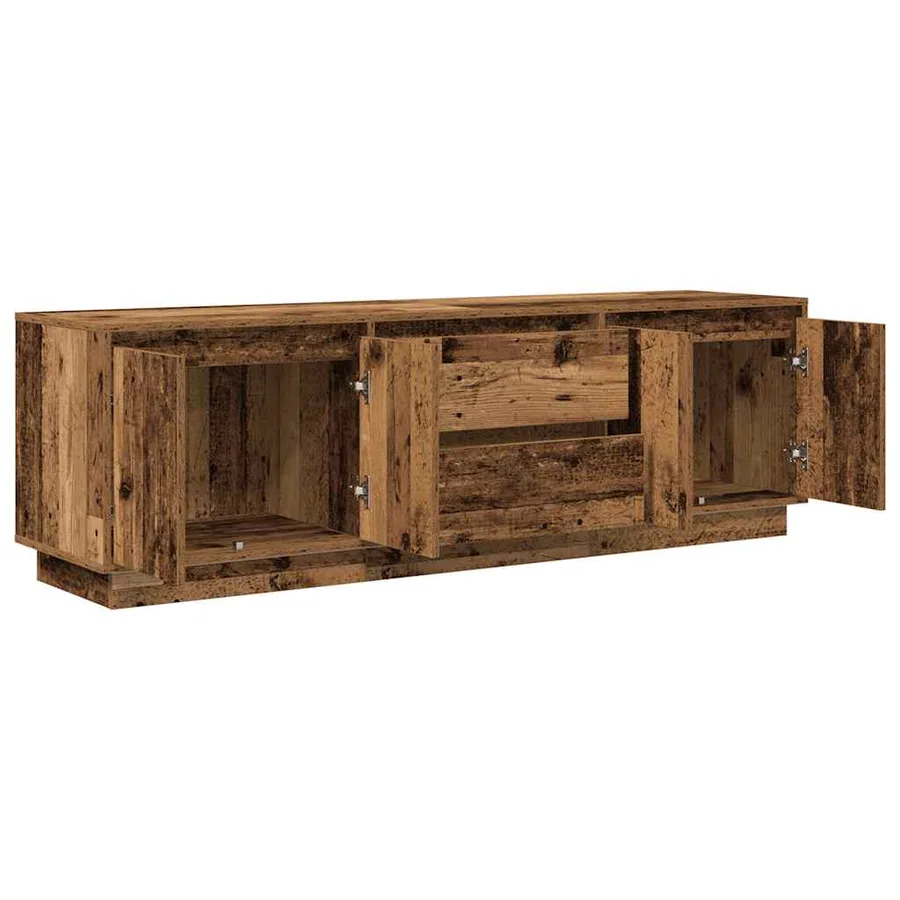 Meuble TV avec éclairage LED vieux bois 160,5x41x50 cm - 6