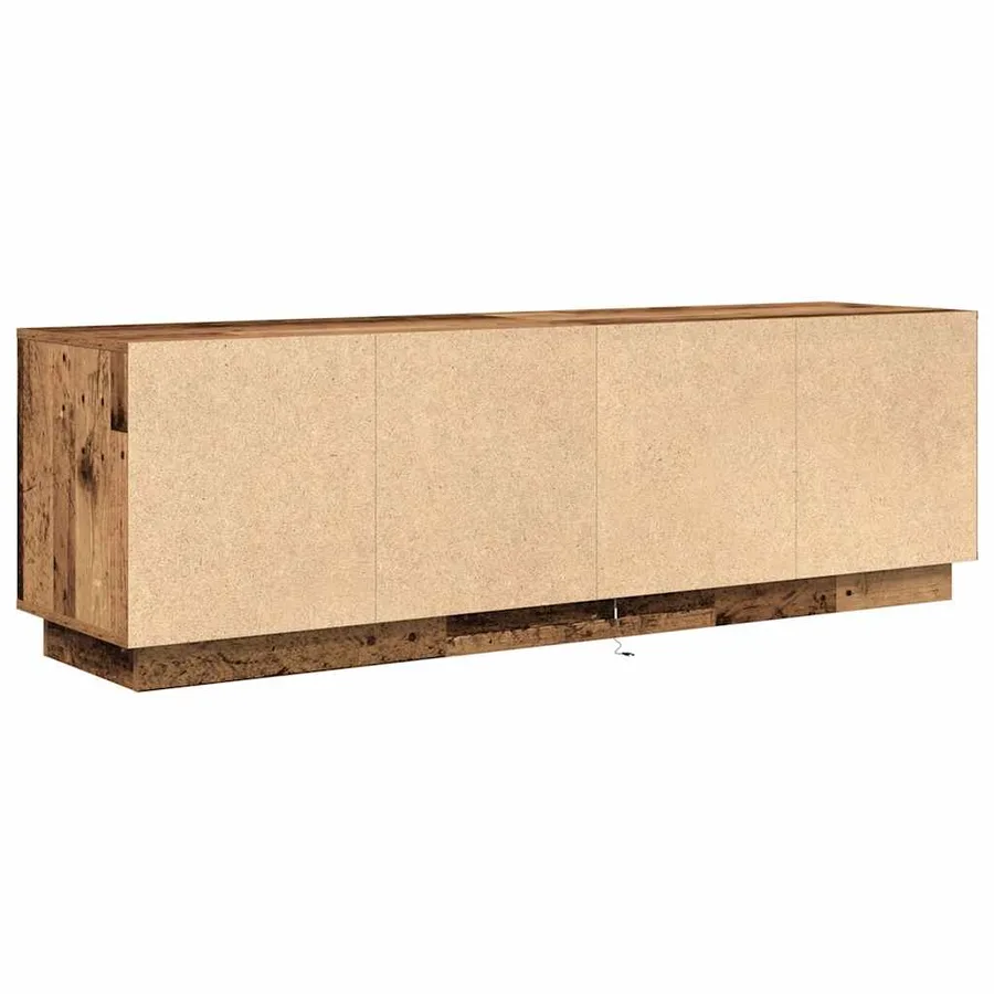 Meuble TV avec éclairage LED vieux bois 160,5x41x50 cm - 9