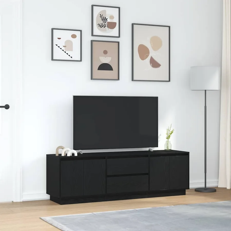Meuble TV avec lumières LED chêne noir 160,5x41x50 cm - 4
