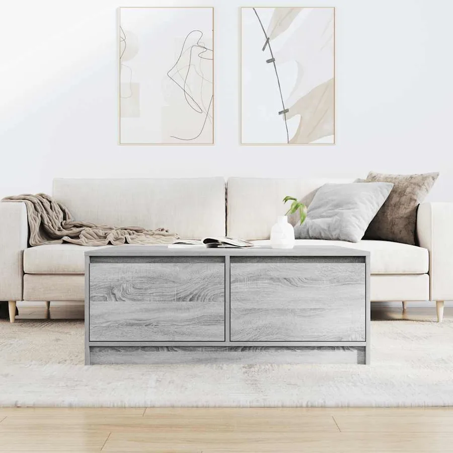 Table basse avec tiroirs sonoma gris 100x100x40 cm - 3