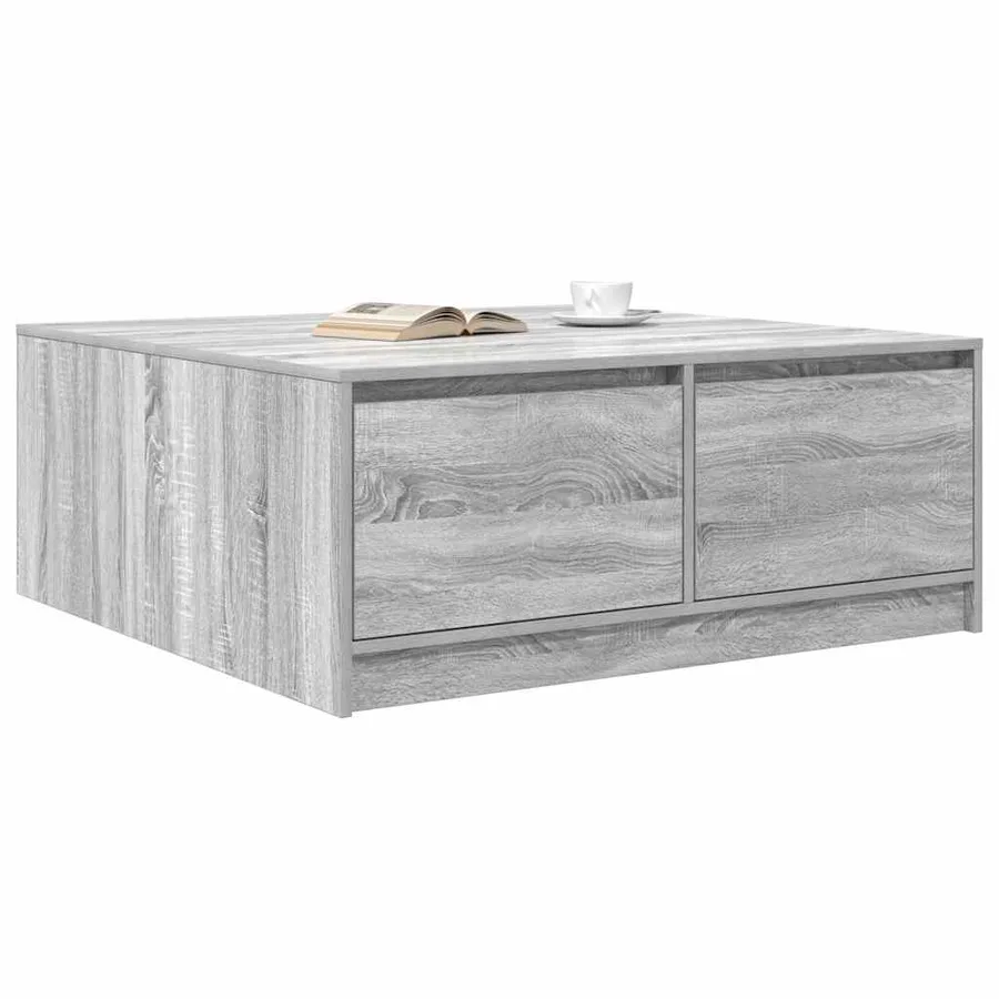 Table basse avec tiroirs sonoma gris 100x100x40 cm - 4
